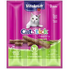 VITAKRAFT Cat Stick mini Friandise pour chat au Poulet avec de l'Herbe a chat - Lot de 20x3