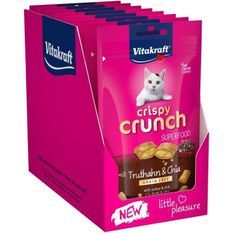 VITAKRAFT Crispy Crunch Friandise pour chat a la Dinde et graines de Chia - Lot de 8x60 g