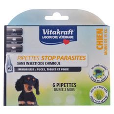VITAKRAFT Pipettes stop parasites Diméthicone - Chien moins de 15 kg
