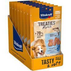 VITAKRAFT Treaties Mini Friandise pour chien au Saumon + Oméga 3 - Lot de 8 sachets de 48g