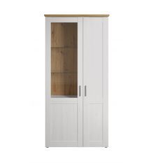 Vitrine 2 portes en bois de pin blanc et verre Aline L 95 cm