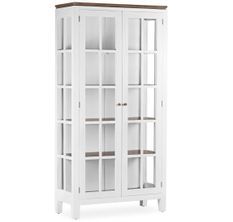 Vitrine 2 portes KOREST – Bois massif blanc et marron