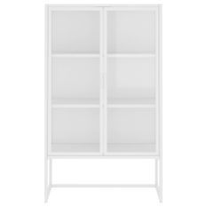 Vitrine Blanche 80x35x135 cm Acier et verre trempé