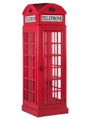 Vitrine cabine téléphonique London en bois rouge 60x185 cm