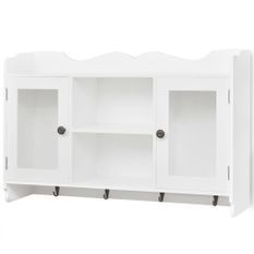 Vitrine murale avec étagère de Livre / DVD / Verre en MDF Blanc