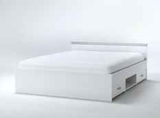 Lit adulte contemporain blanc mat 140 x 190 cm Rudy