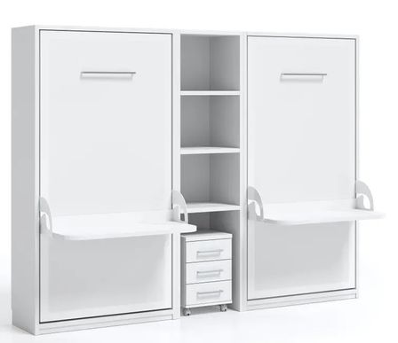 2 lits escamotables 140x190 avec bureau et étagère centrale Studante