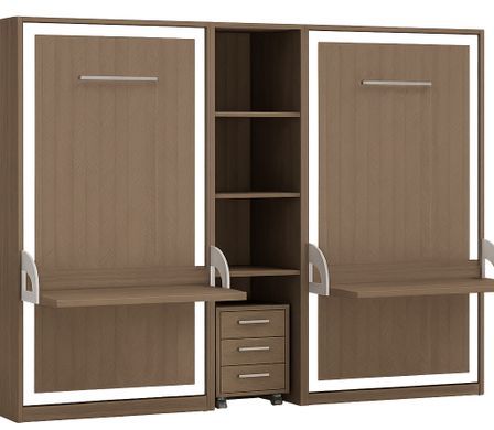 2 lits escamotables 140x190 avec bureau et étagère centrale Studante