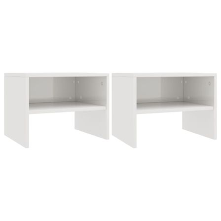 2 pcs Tables de chevet Blanc brillant 40 x 30 x 30 cm