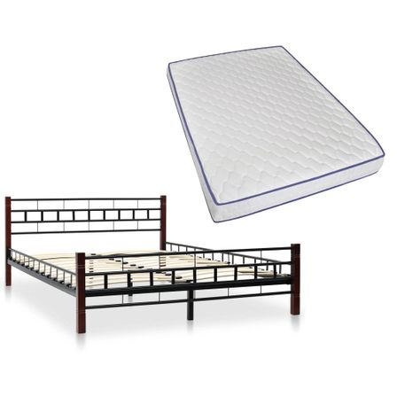 275647 Bed with Memory Foam Mattress Black Metal 140x200 cm(246735+241074)