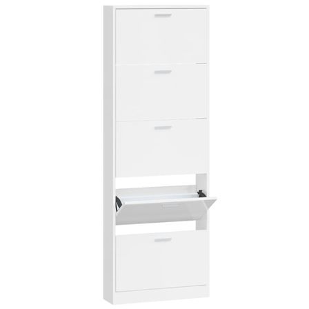 Armoire à chaussures en bois Puerto L 59 x H 169 x P 17 cm – 5 portes rabattables