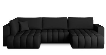 anapé panoramique convertible BOSTON en simili cuir capitonné – 350 cm