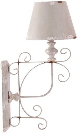 Applique murale pin massif et métal blanc cassé Linda