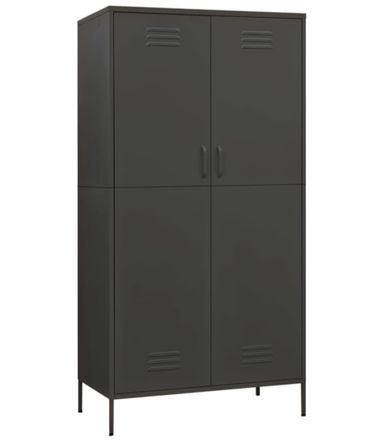 Armoire 1 penderie 4 étagères réglables Klako 90 cm - Acier mat