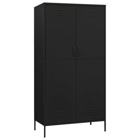 Armoire 1 penderie 4 étagères réglables Klako 90 cm - Acier mat