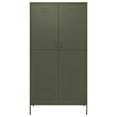 Armoire 1 penderie 4 étagères réglables Klako 90 cm - Acier mat