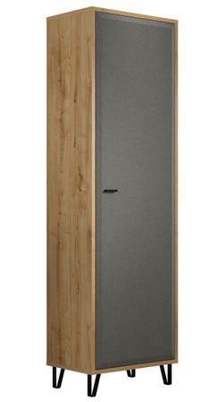 Armoire 1 porte chêne de Navarre et feutre gris foncé Florence 60 cm