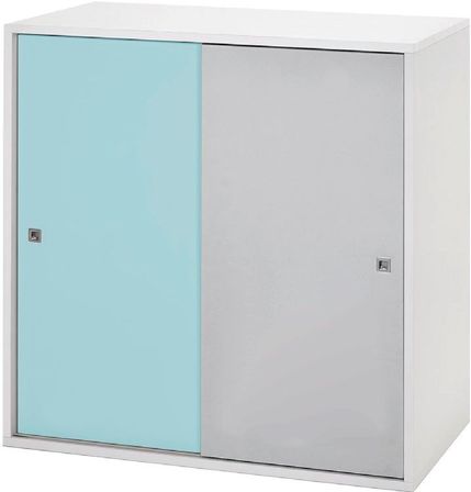 Armoire 2 grandes portes bleu et gris Clic