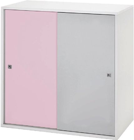 Armoire 2 grandes portes rose et gris Clic