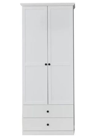 Armoire 2 portes 2 tiroirs style campagnard moderne Valex 81 cm