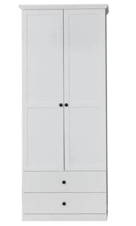 Armoire 2 portes 2 tiroirs style campagnard moderne Valex 81 cm 2