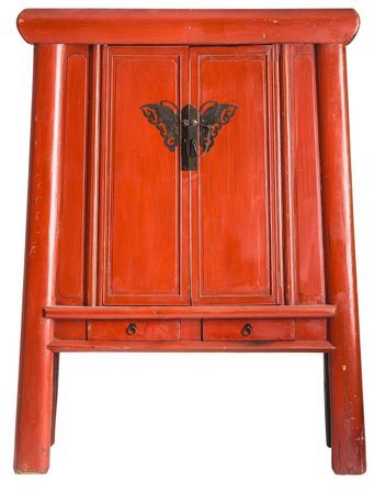 Armoire 2 portes 4 tiroirs orme massif recyclé rouge Jady