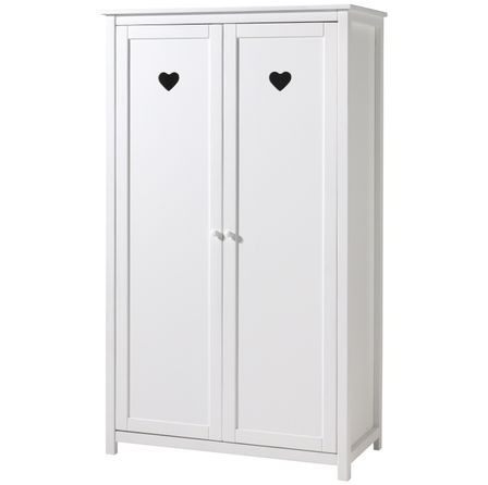 Armoire 2 portes AMORI – Blanc laqué, esprit romantique & détails cœur