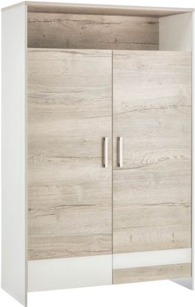 Armoire 2 portes chêne naturel et blanc Clou Oak