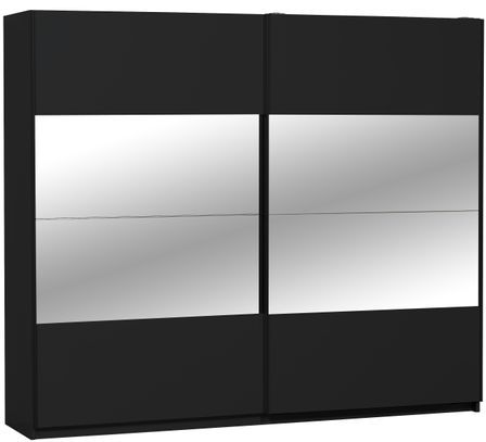 Armoire 2 portes coulissantes noir et miroir 260 cm Balus