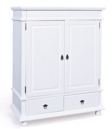 Armoire 2 portes pin massif blanc Kanty H 140 cm