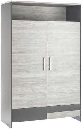 Armoire 2 portes pin naturel et gris Clou