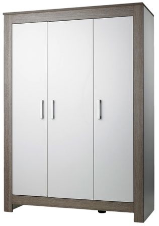 Armoire 3 portes blanc et marron Marlène