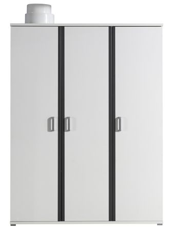 Armoire 3 portes bois blanc et gris Kuzo