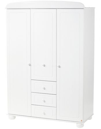 Armoire 3 portes Bois Massif lasuré blanc Clara