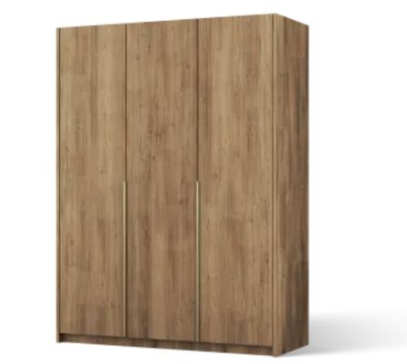 Armoire 3 portes KEVA 148 x 204 cm – Dressing moderne avec poignées métalliques dorées