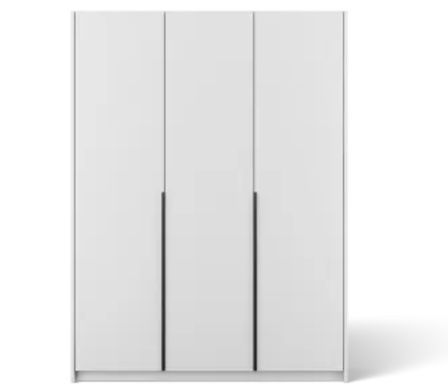Armoire 3 portes KEVA 148 x 204 cm – Penderie et étagères avec poignées noires