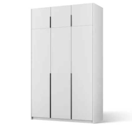 Armoire 3 portes KEVA 148 x 250 cm – Dressing grande hauteur avec poignées noires