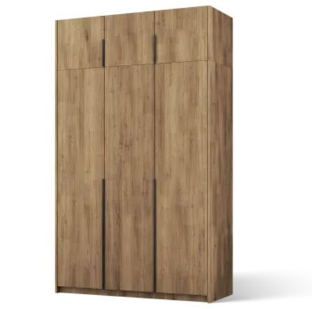 Armoire 3 portes KEVA 148 x 250 cm – Dressing grande hauteur avec poignées noires