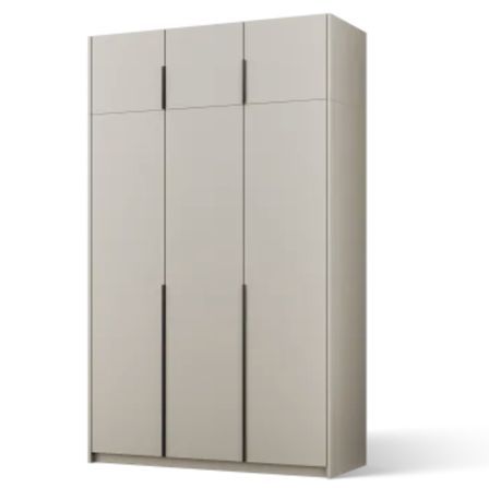 Armoire 3 portes KEVA 148 x 250 cm – Dressing grande hauteur avec poignées noires