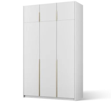 Armoire 3 portes KEVA 148 x 250 cm – Dressing grande hauteur avec poignées noires