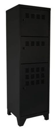 Armoire 3 portes métal noir Naya L 40 x H 134 x P 40 cm