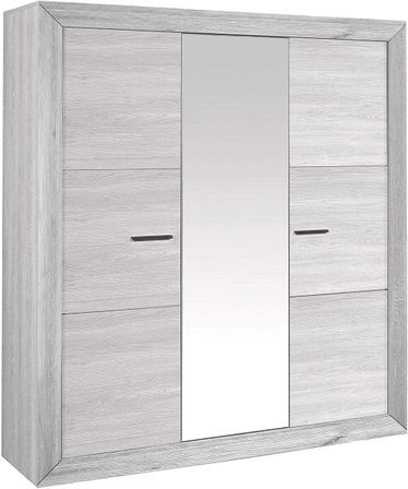 Armoire 3 portes bois de chêne gris Maeva 200 cm