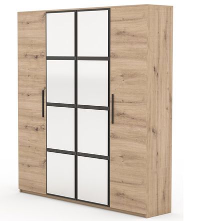 Armoire 4 portes avec miroir ADEN – Élégance, rangement et design moderne