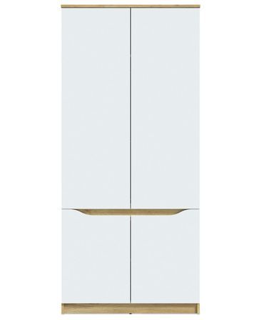Armoire 4 portes bois chêne clair et blanc Temira