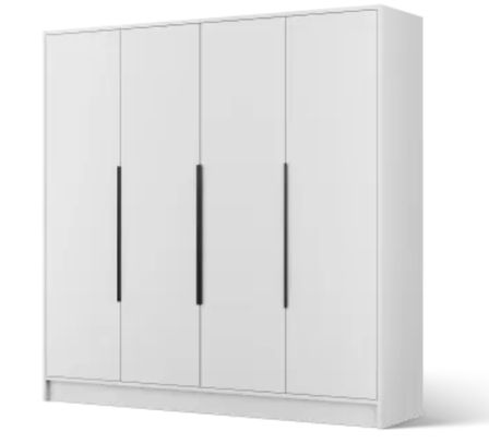 Armoire 4 portes LADO 200 cm – Grande armoire avec poignées métal noir