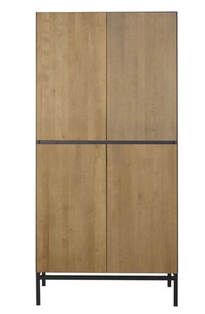 Armoire 4 portes bois clair et anthracite pieds métal noir Vania