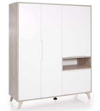 Armoire 4 portes naturelle et blanche Mette