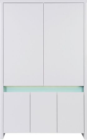 Armoire 5 portes à LED bois blanc et turquoise Planet Türkis