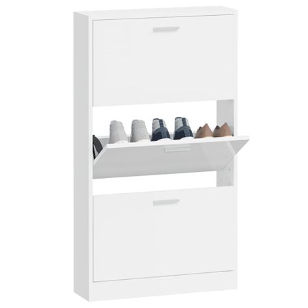 Armoire à chaussures en bois Puerto L 59 x H 108 x P 17 cm – 3 portes rabattables