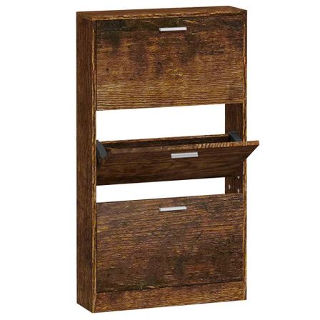 Armoire à chaussures en bois Puerto L 59 x H 108 x P 17 cm – 3 portes rabattables